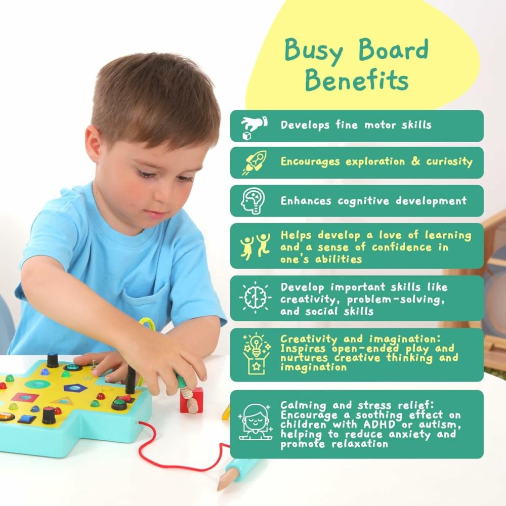 Montessori Busy Board For Toddlers – 16 Button Switchboard Sensory Toys For Toddlers Activity Board Toys For Autism & Adhd 1-3  |  Sorting & Stacking Toys All Toys Sorting & Stacking Toys