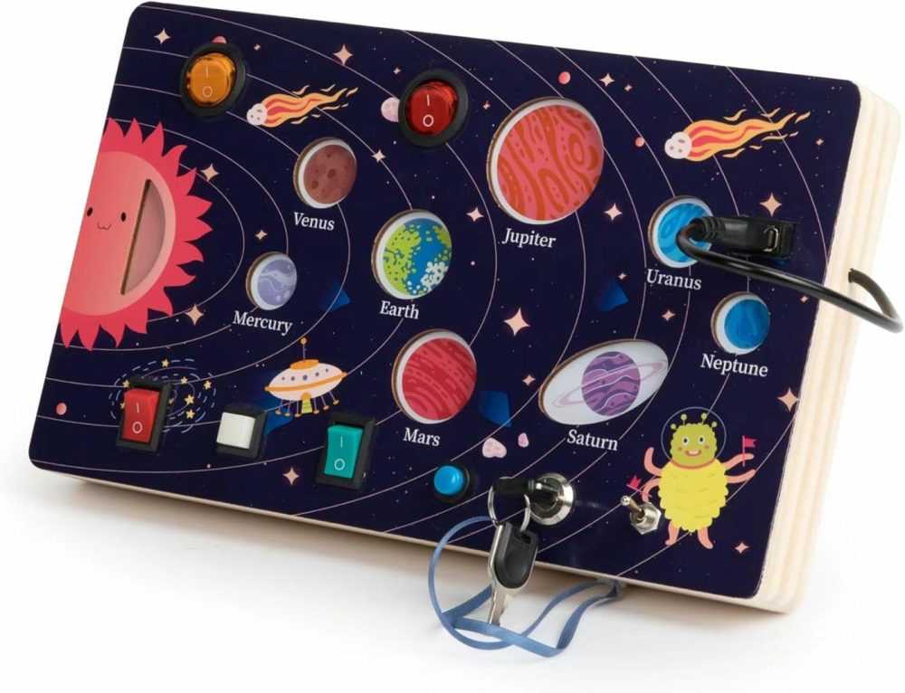 Montessori Busy Board For Toddlers Solar System Toddler Busy Board Sensory Activity Board Toys Light Switch Travel Toys For 1+ Year Old Boys & Girls Gifts  Wooden Busy Board  Travel Busy Board  |  Sorting & Stacking Toys All Toys Sorting & Stacking Toys