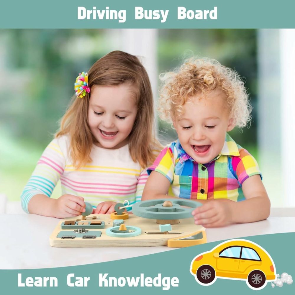 Montessori Busy Board Toy For Toddlers  Car Wooden Sensory Board Educational Toys With 10 Fine Activity Motor Skills  Driving Scene Travel Toys For Toddlers Boys And Girls  |  Car Seat & Stroller Toys All Toys Car Seat & Stroller Toys