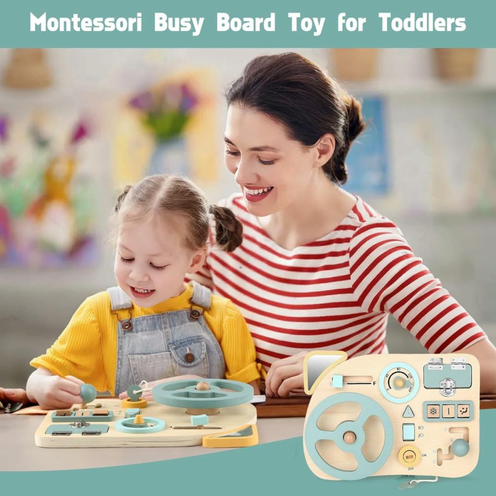 Montessori Busy Board Toy For Toddlers  Car Wooden Sensory Board Educational Toys With 10 Fine Activity Motor Skills  Driving Scene Travel Toys For Toddlers Boys And Girls  |  Car Seat & Stroller Toys All Toys Car Seat & Stroller Toys