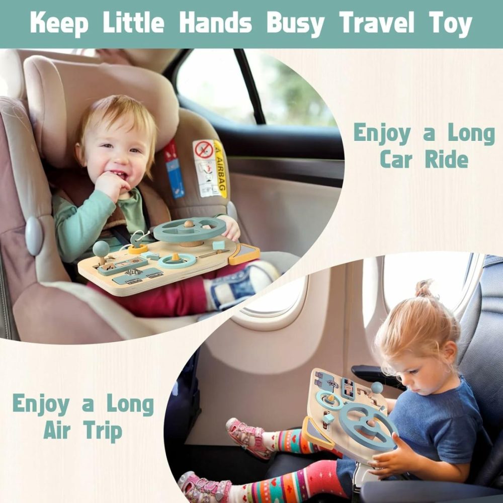 Montessori Busy Board Toy For Toddlers  Car Wooden Sensory Board Educational Toys With 10 Fine Activity Motor Skills  Driving Scene Travel Toys For Toddlers Boys And Girls  |  Car Seat & Stroller Toys All Toys Car Seat & Stroller Toys