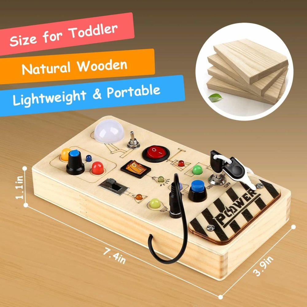 Montessori Busy Board Toy For Toddlers  Led Wooden Sensory Board With 8 Switch Light Designs  Early Activity Motor Skills Educational Toys For Toddler 1 2 3 Year Old Boys Girls  |  Sorting & Stacking Toys All Toys Sorting & Stacking Toys