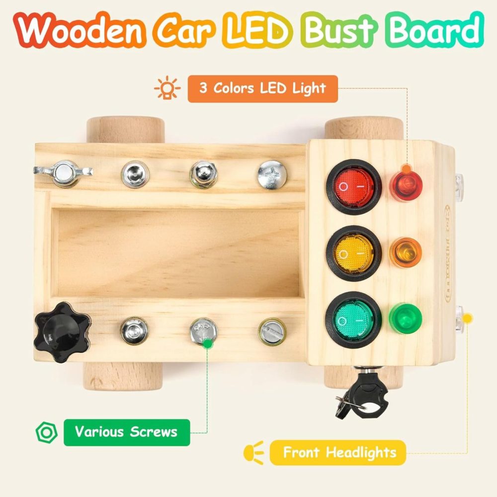 Montessori Busy Board With Led Light  Screwdriver Tool Set Toddler Toys  Wooden Sensory Montessori Toys For 3+ Year Old Kids  |  Sorting & Stacking Toys All Toys Sorting & Stacking Toys