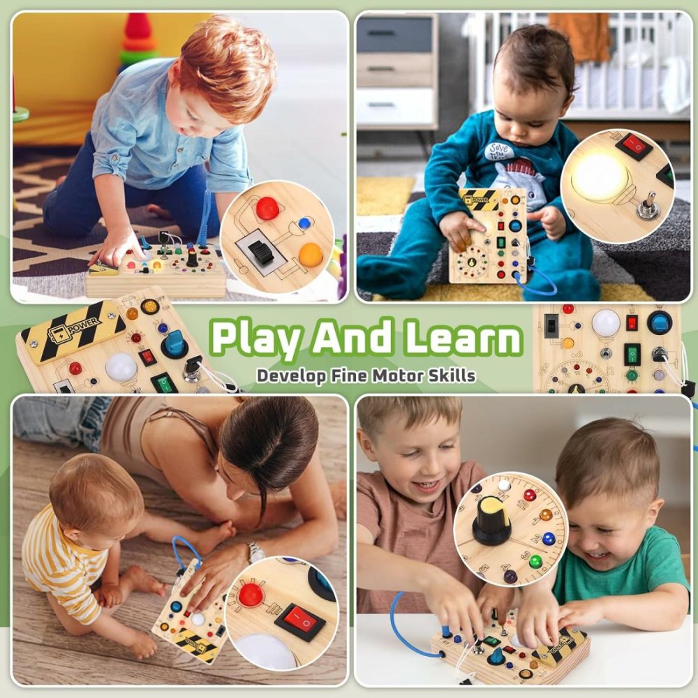 Montessori Busy Board With Led Light  Sensory Board For Toddlers 1+ Year Old  Wooden Montessori Toys Gifts For 1+ Year Old Boy And Girl  |  Sorting & Stacking Toys All Toys Sorting & Stacking Toys