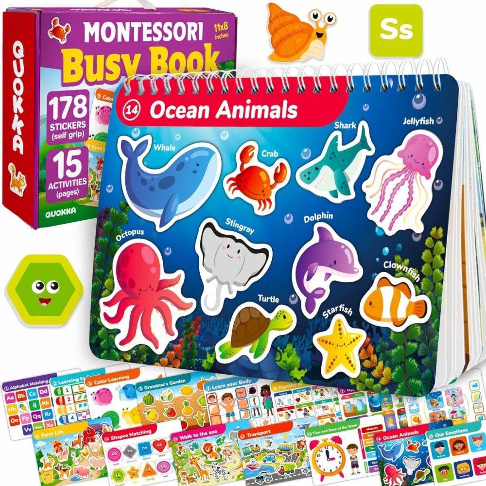 Montessori Busy Book For Toddlers 3-5 Years Old – Toddler Activity Book With Interactive Pages 3 Year Old Activity Book With Touch Fastener For Learning – Preschool Gift For Boys And Girls  |  Sorting & Stacking Toys All Toys Ocean Animals