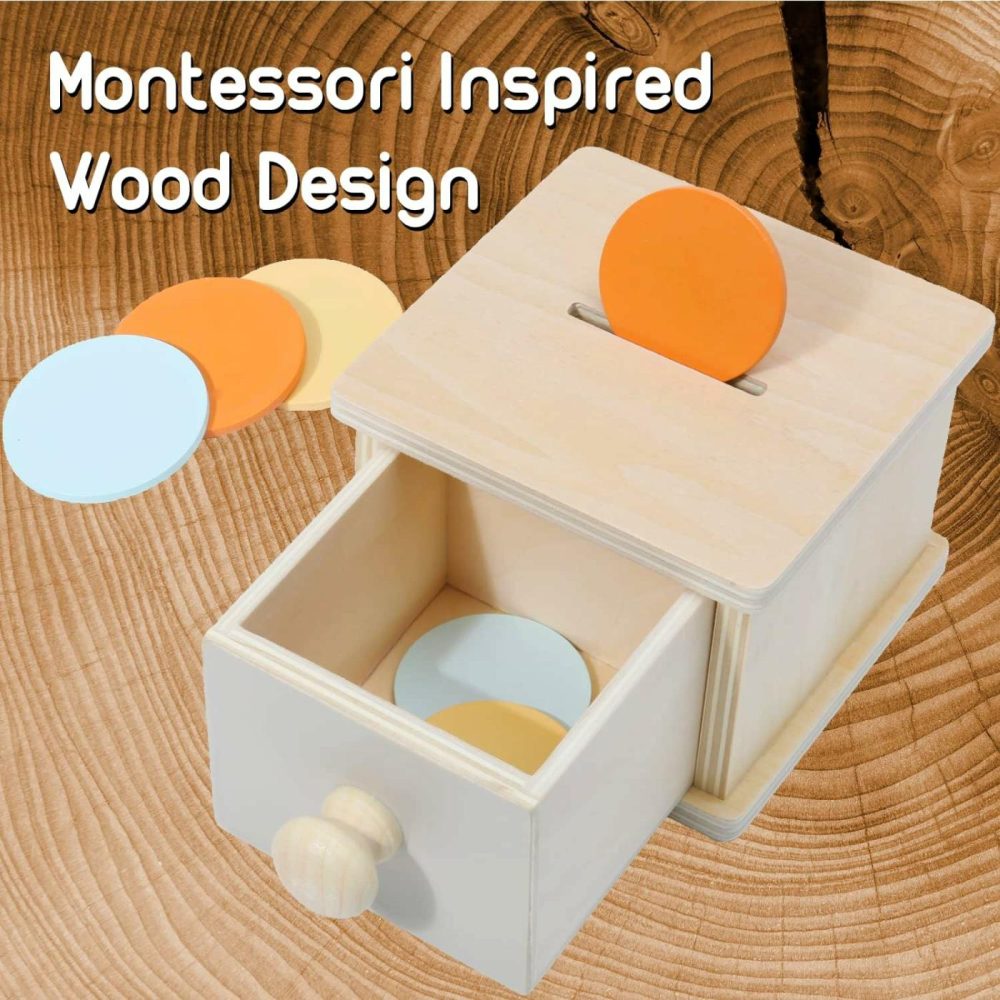 Montessori Coin Box  Montessori Toys For 1 Year Old Toddler Coins  Baby Wooden Montessori Toy Ball Infant Drawer Drop  |  Sorting & Stacking Toys All Toys Sorting & Stacking Toys