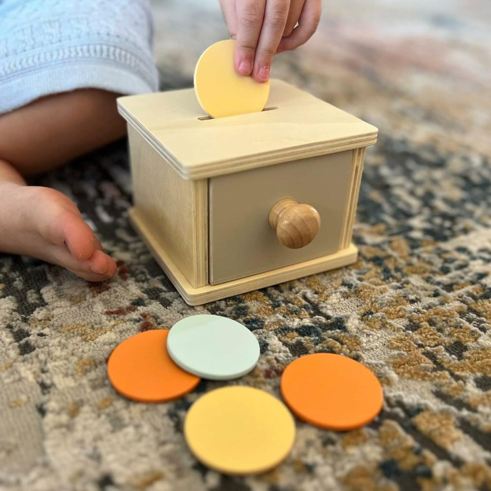 Montessori Coin Box  Montessori Toys For 1 Year Old Toddler Coins  Baby Wooden Montessori Toy Ball Infant Drawer Drop  |  Sorting & Stacking Toys All Toys Sorting & Stacking Toys