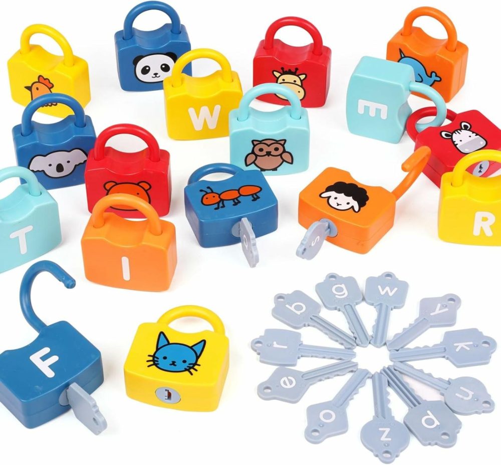 Montessori Educational Toys Alphabet Learning Locks And Keys For Kids  Preschool Activities Toys Games For Toddler Sensory Fine Motor Skills  Learning Toys Set With 26 Locks & 26 Keys For Ages 3 Yrs+  |  Sorting & Stacking Toys All Toys Sorting & Stacking Toys