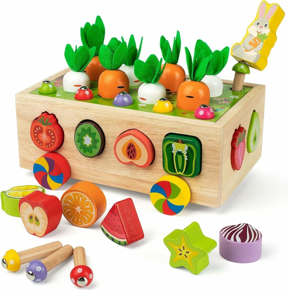 Montessori Fine Motor Toys For Baby Toddler  Wooden Shape Sorter Carrot Harvest Game  Preschool Learning Educational Gift Toy For 3 4 5 Year Old  |  Sorting & Stacking Toys All Toys Sorting & Stacking Toys