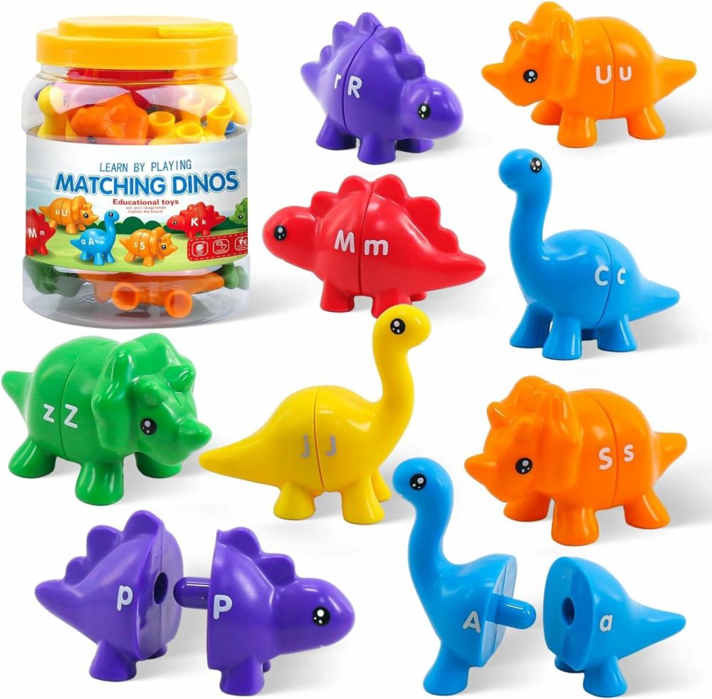 Montessori Learning Toys For Toddlers 1-3  Matching Letters Fine Motor Toy  Double-Sided 26 Pcs Abc Dinosaur Alphabet Games For Kids Ages 3-5  Alphabet Learning Dinosaur Set For Kindergarten  |  Sorting & Stacking Toys All Toys Sorting & Stacking Toys