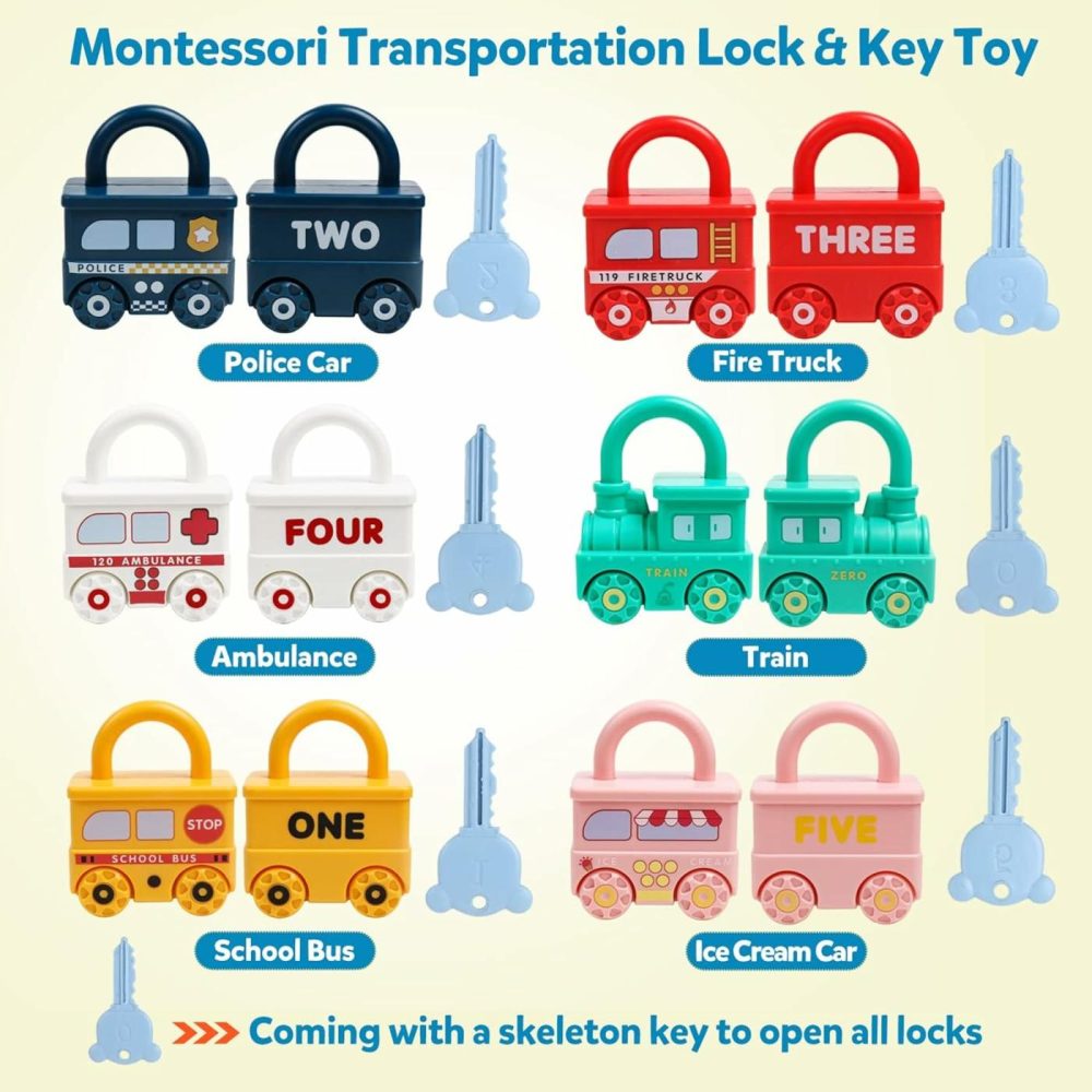 Montessori Learning Toys Sorting & Matching Locks And Keys Toddlers Sensory Car Activity Fine Motor Toy  Thank You Birthday Gifts For Kids Age 2-5 Years  Back To School  |  Sorting & Stacking Toys All Toys Sorting & Stacking Toys