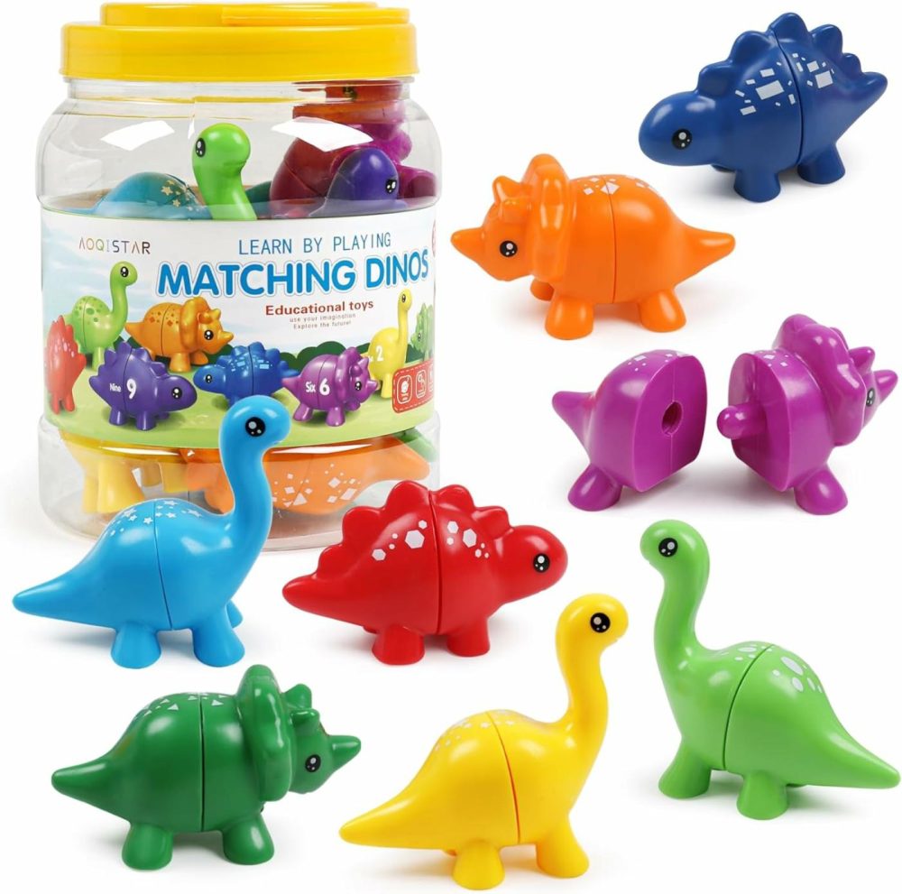 Montessori Matching Dinosaurs Toy  Color And Shapes Recognition  Snap And Pattern Match Game Preschool Learning Toys Homeschooling Activity Class Tool  Childrens Day Gifts For Toddlers Boys Girls  |  Sorting & Stacking Toys All Toys Sorting & Stacking Toys