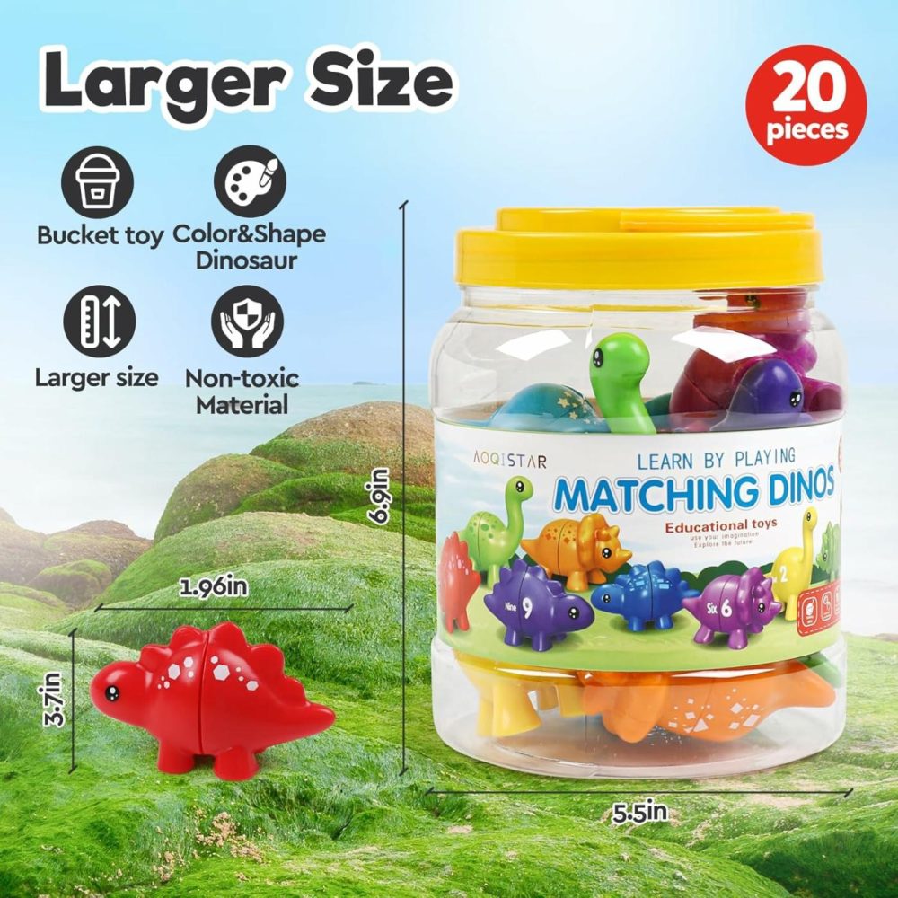 Montessori Matching Dinosaurs Toy  Color And Shapes Recognition  Snap And Pattern Match Game Preschool Learning Toys Homeschooling Activity Class Tool  Childrens Day Gifts For Toddlers Boys Girls  |  Sorting & Stacking Toys All Toys Sorting & Stacking Toys