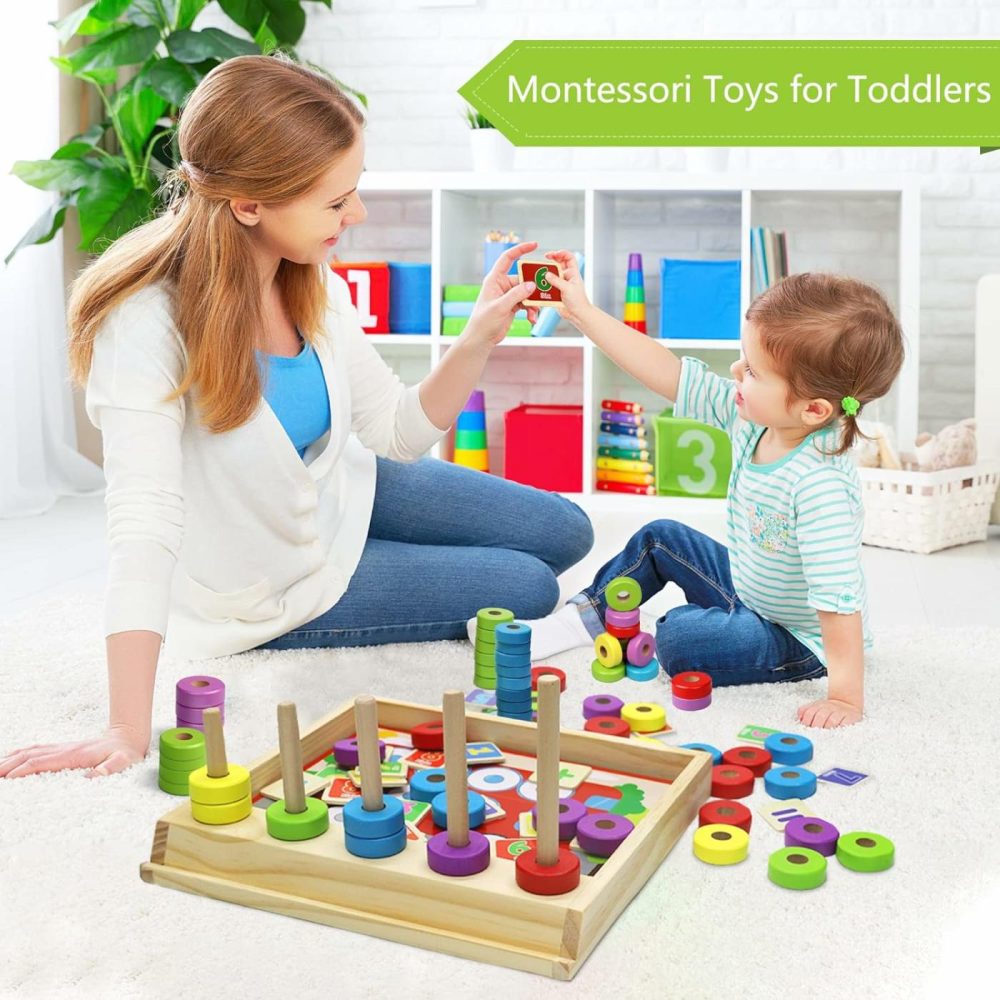 Montessori Math Manipulatives Toys  Kids Wooden Number Blocks Toys  Kindergarten Learning Education Toy  Preschool Classroom Must Haves  Stem Counting Puzzle Toy Gift For Toddler 3 4 5 6 Years  |  Sorting & Stacking Toys All Toys Sorting & Stacking Toys