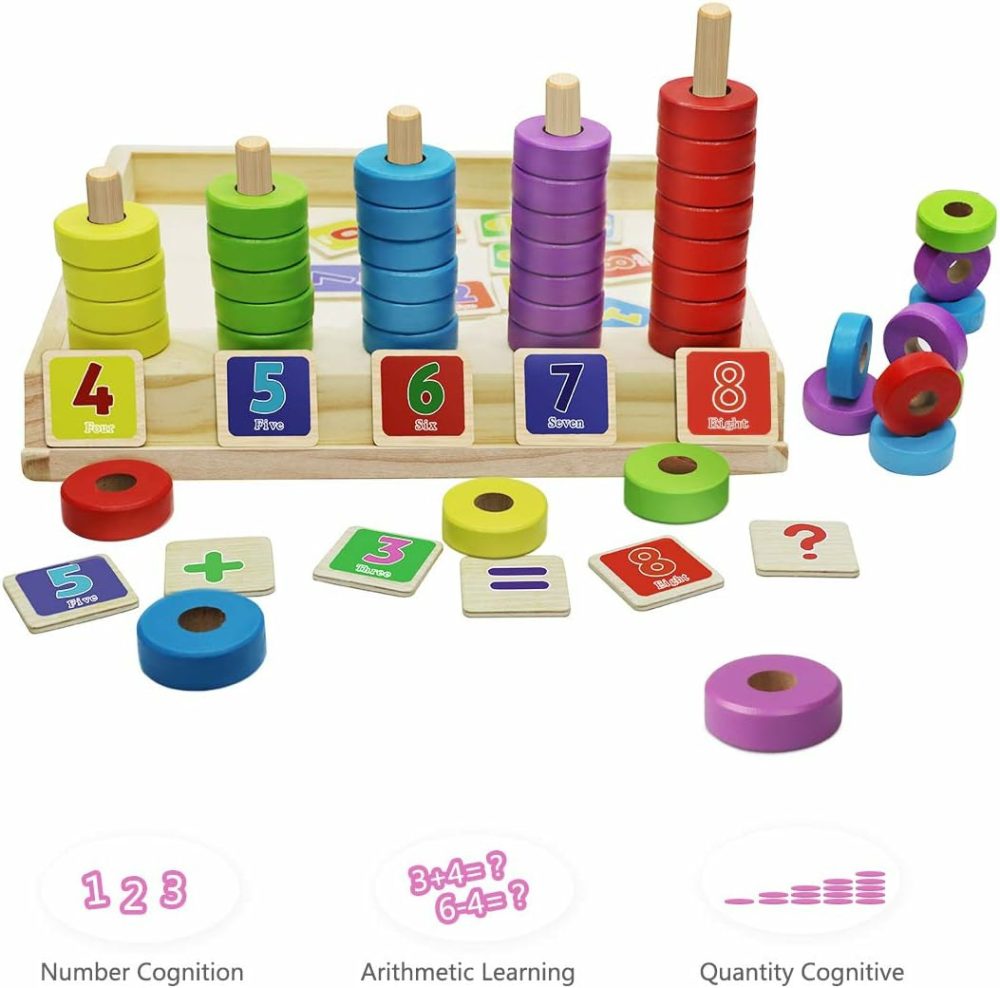 Montessori Math Manipulatives Toys  Kids Wooden Number Blocks Toys  Kindergarten Learning Education Toy  Preschool Classroom Must Haves  Stem Counting Puzzle Toy Gift For Toddler 3 4 5 6 Years  |  Sorting & Stacking Toys All Toys Sorting & Stacking Toys