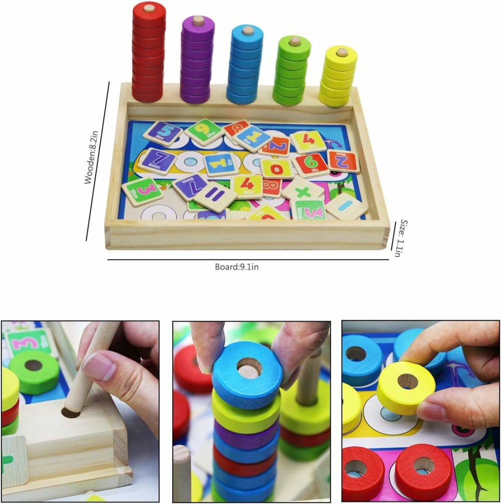 Montessori Math Manipulatives Toys  Kids Wooden Number Blocks Toys  Kindergarten Learning Education Toy  Preschool Classroom Must Haves  Stem Counting Puzzle Toy Gift For Toddler 3 4 5 6 Years  |  Sorting & Stacking Toys All Toys Sorting & Stacking Toys