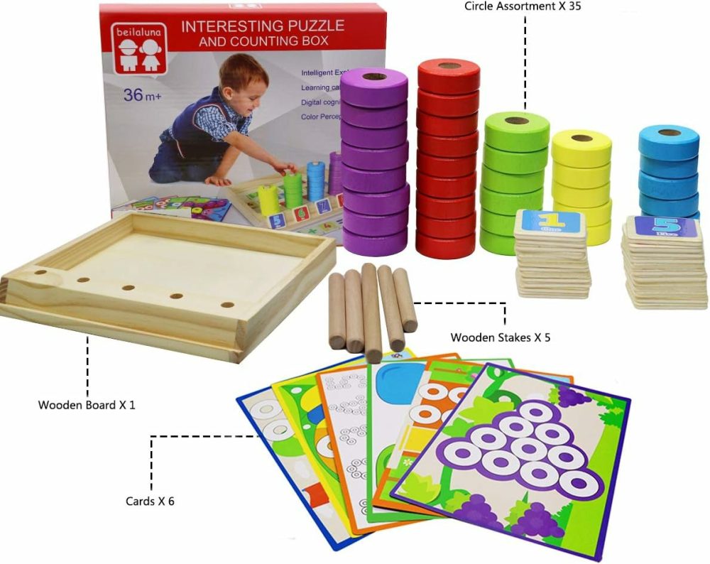 Montessori Math Manipulatives Toys  Kids Wooden Number Blocks Toys  Kindergarten Learning Education Toy  Preschool Classroom Must Haves  Stem Counting Puzzle Toy Gift For Toddler 3 4 5 6 Years  |  Sorting & Stacking Toys All Toys Sorting & Stacking Toys