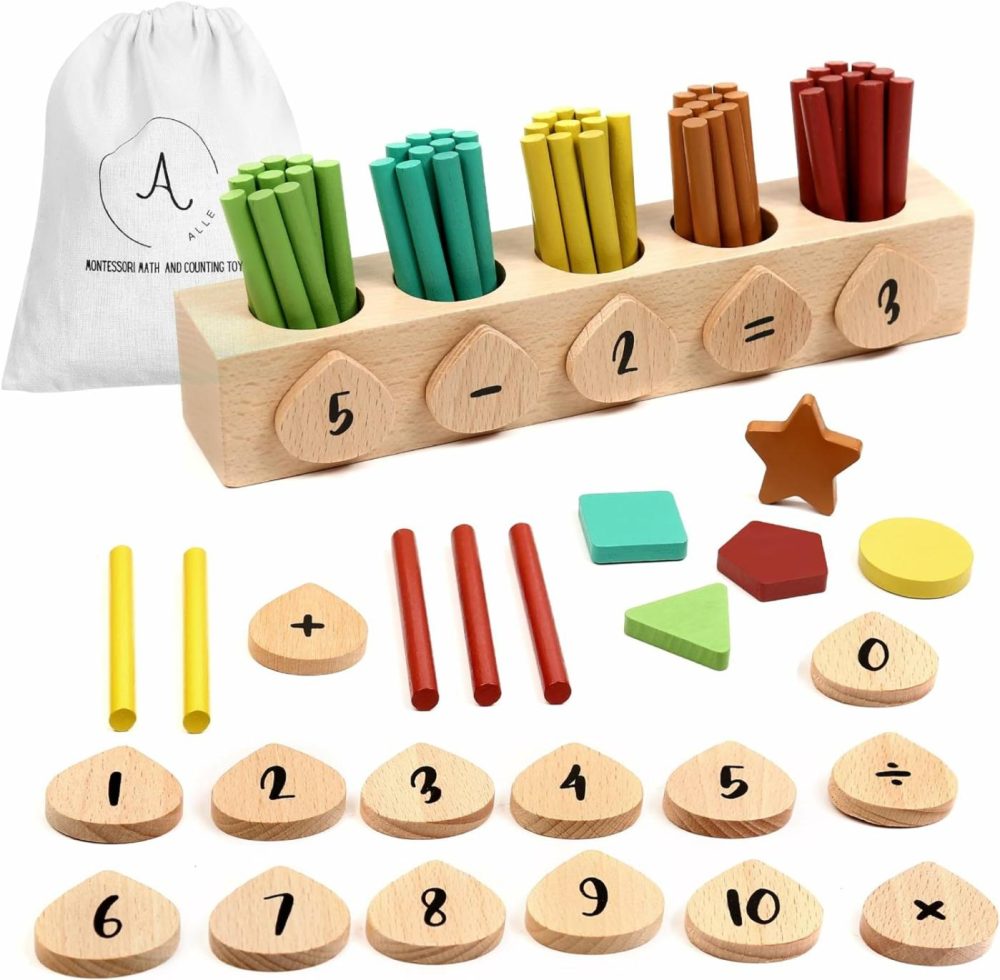 Montessori Math Toy – A Wooden Math Manipulatives With 81 Pieces – Math Toys For Kids 3-5 – Preschool Math Toys And Counting Sticks – Kindergarten Math And Montessori Toys For 3 4 5 Year Old  |  Sorting & Stacking Toys All Toys Sorting & Stacking Toys