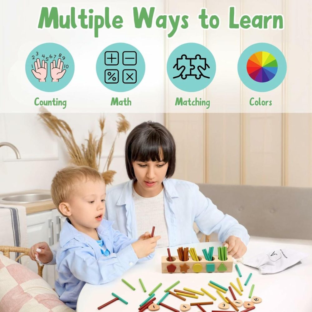 Montessori Math Toy – A Wooden Math Manipulatives With 81 Pieces – Math Toys For Kids 3-5 – Preschool Math Toys And Counting Sticks – Kindergarten Math And Montessori Toys For 3 4 5 Year Old  |  Sorting & Stacking Toys All Toys Sorting & Stacking Toys