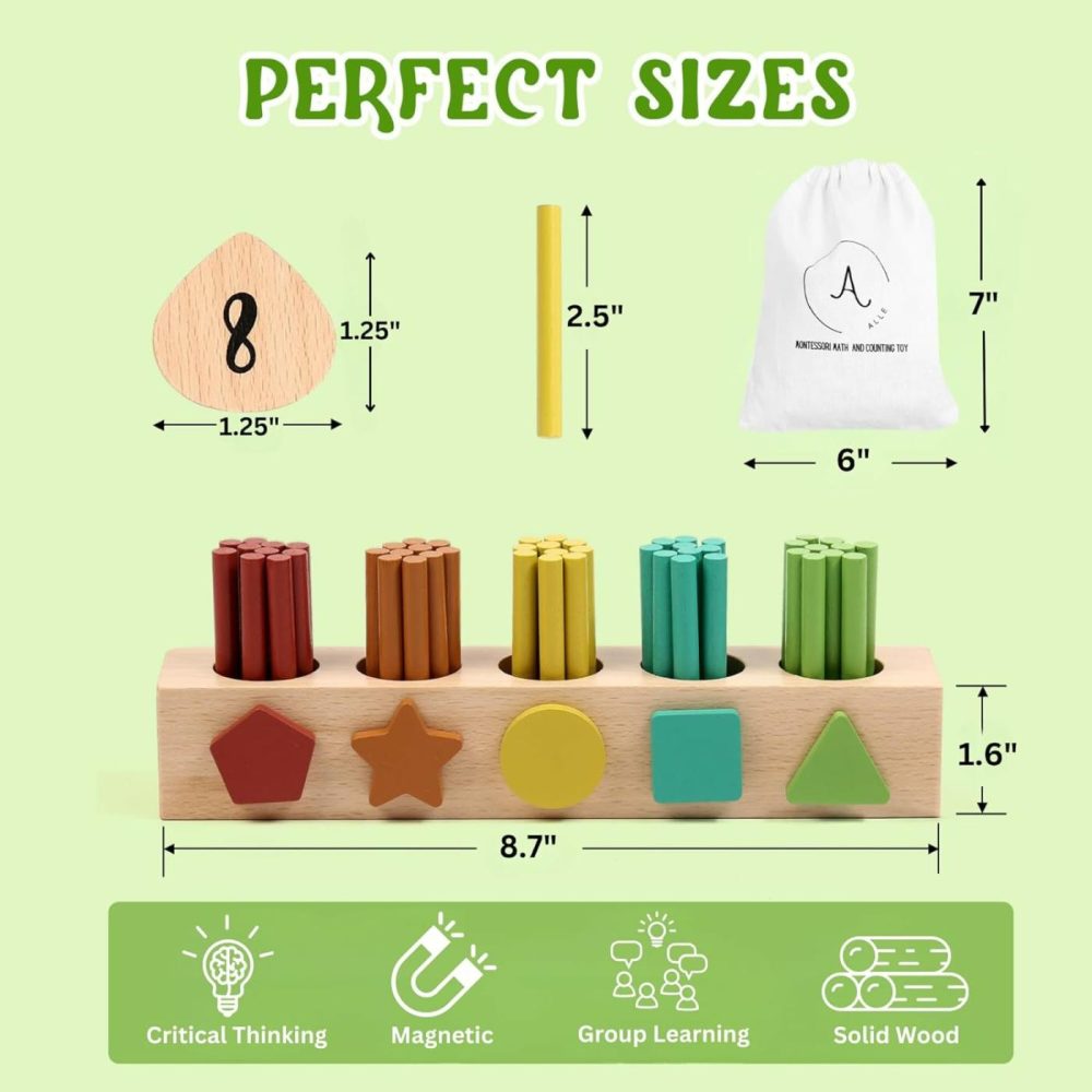 Montessori Math Toy – A Wooden Math Manipulatives With 81 Pieces – Math Toys For Kids 3-5 – Preschool Math Toys And Counting Sticks – Kindergarten Math And Montessori Toys For 3 4 5 Year Old  |  Sorting & Stacking Toys All Toys Sorting & Stacking Toys