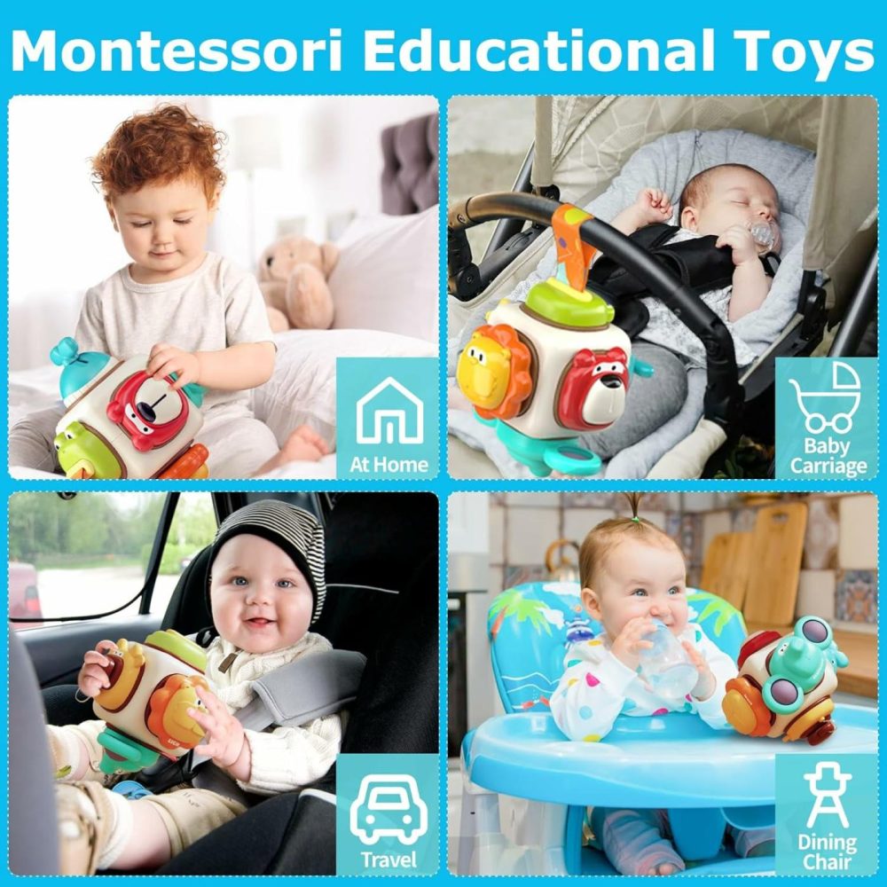 Montessori Sensory Toys For Toddlers 6 9 12 18 Months  Baby Travel Activity Busy Ball Animals Cube  Infant Carseat Plane Learning Toy Gift For 1 2 3 Year Old Boys Girls  |  Activity Cubes Activity Cubes Activity Cubes