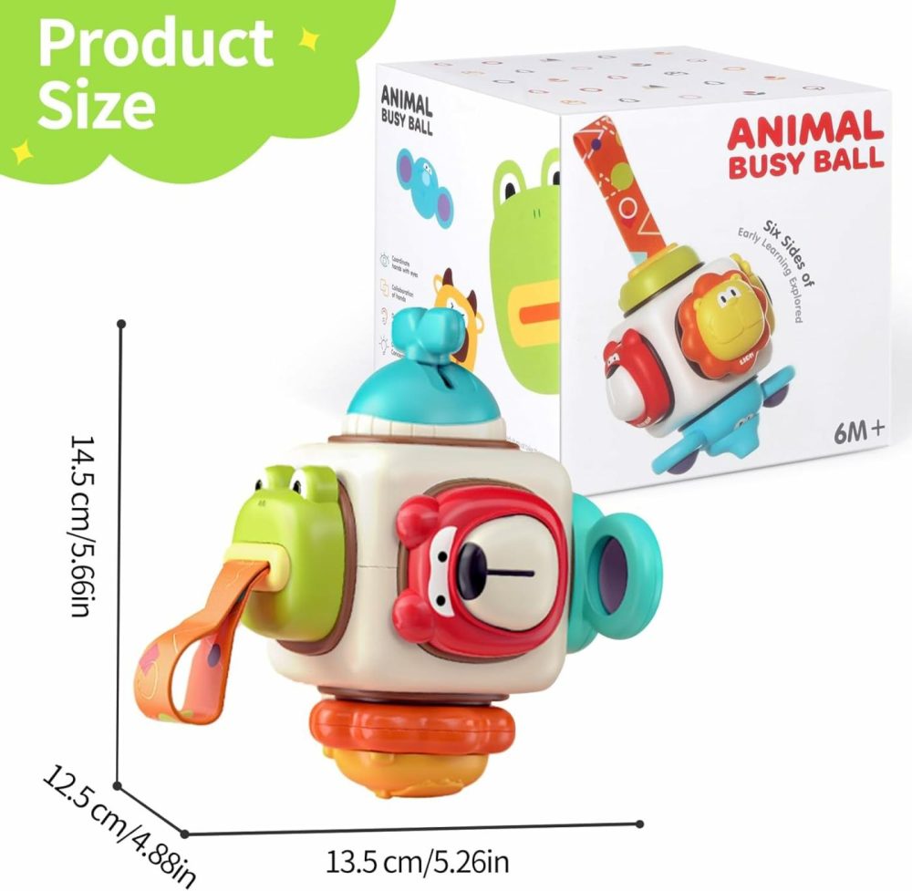 Montessori Sensory Toys For Toddlers 6 9 12 18 Months  Baby Travel Activity Busy Ball Animals Cube  Infant Carseat Plane Learning Toy Gift For 1 2 3 Year Old Boys Girls  |  Activity Cubes Activity Cubes Activity Cubes