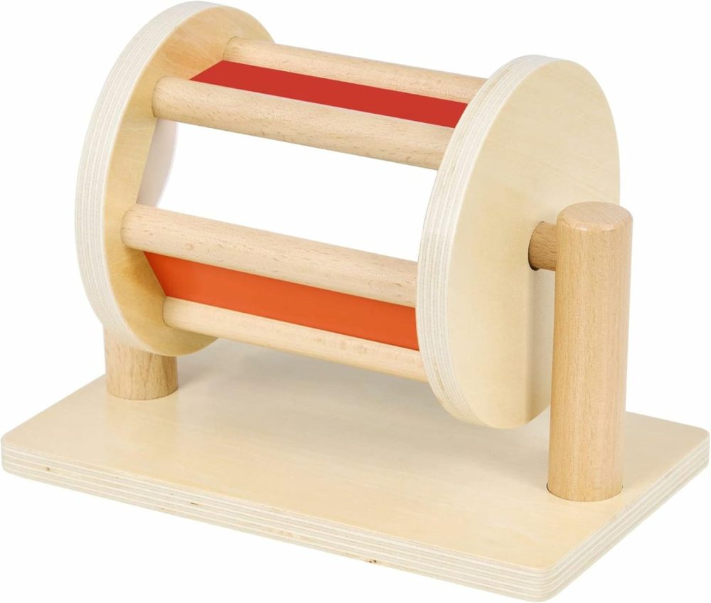 Montessori Spinning Drum Baby Toy For 6-12 Months Old  Tummy Time Toys  Wooden Spinning Rainbow Babytoys For Boy And Girls  |  Rattles & Plush Rings All Toys Rattles & Plush Rings