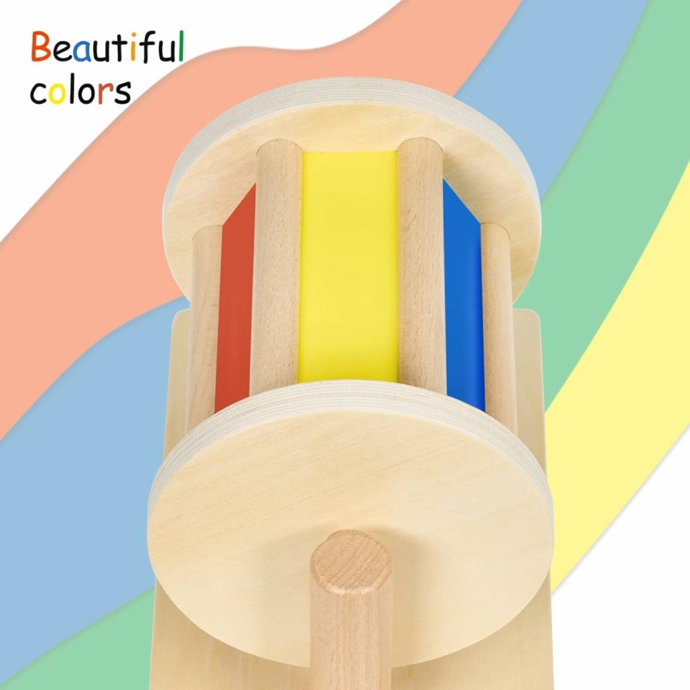 Montessori Spinning Drum Baby Toy For 6-12 Months Old  Tummy Time Toys  Wooden Spinning Rainbow Babytoys For Boy And Girls  |  Rattles & Plush Rings All Toys Rattles & Plush Rings