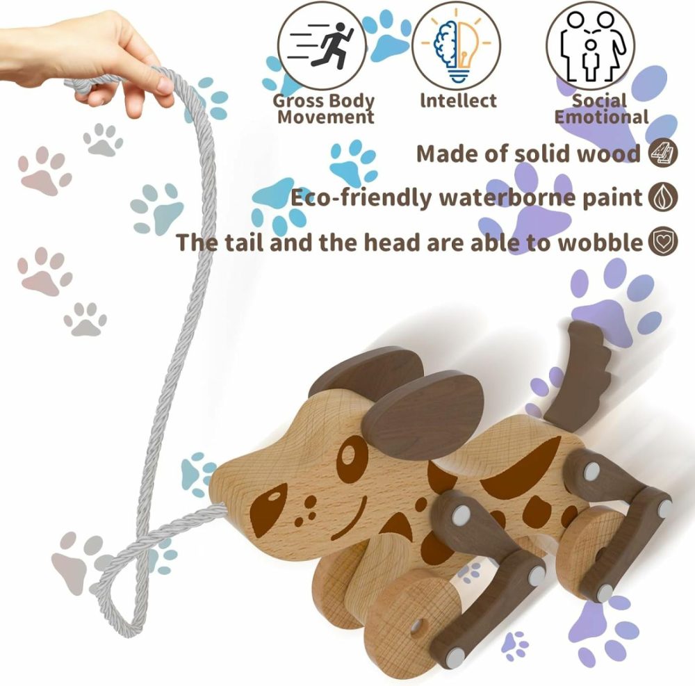 Montessori Toys 1 2 3 4 Years Old Boys Girls Wooden Walking Pull Dog Toy For Baby Toddler  Pull Along Walking Toys  Walk Along Puppy Pull  Wooden Pull & Push Toy  |  Push & Pull Toys All Toys Push & Pull Toys