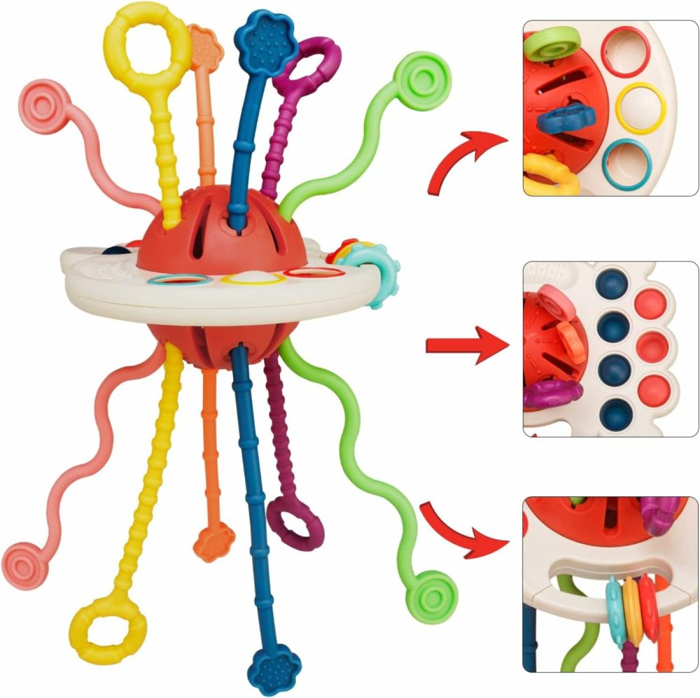 Montessori Toys  Food Grade Silicone Pull String Activitys  Developmental Pulling Teething Baby Sensory Toy  Car Seat Airplane Travel Toddler Boy &Girl Infant Birthday Gifts  |  Sorting & Stacking Toys All Toys Sorting & Stacking Toys