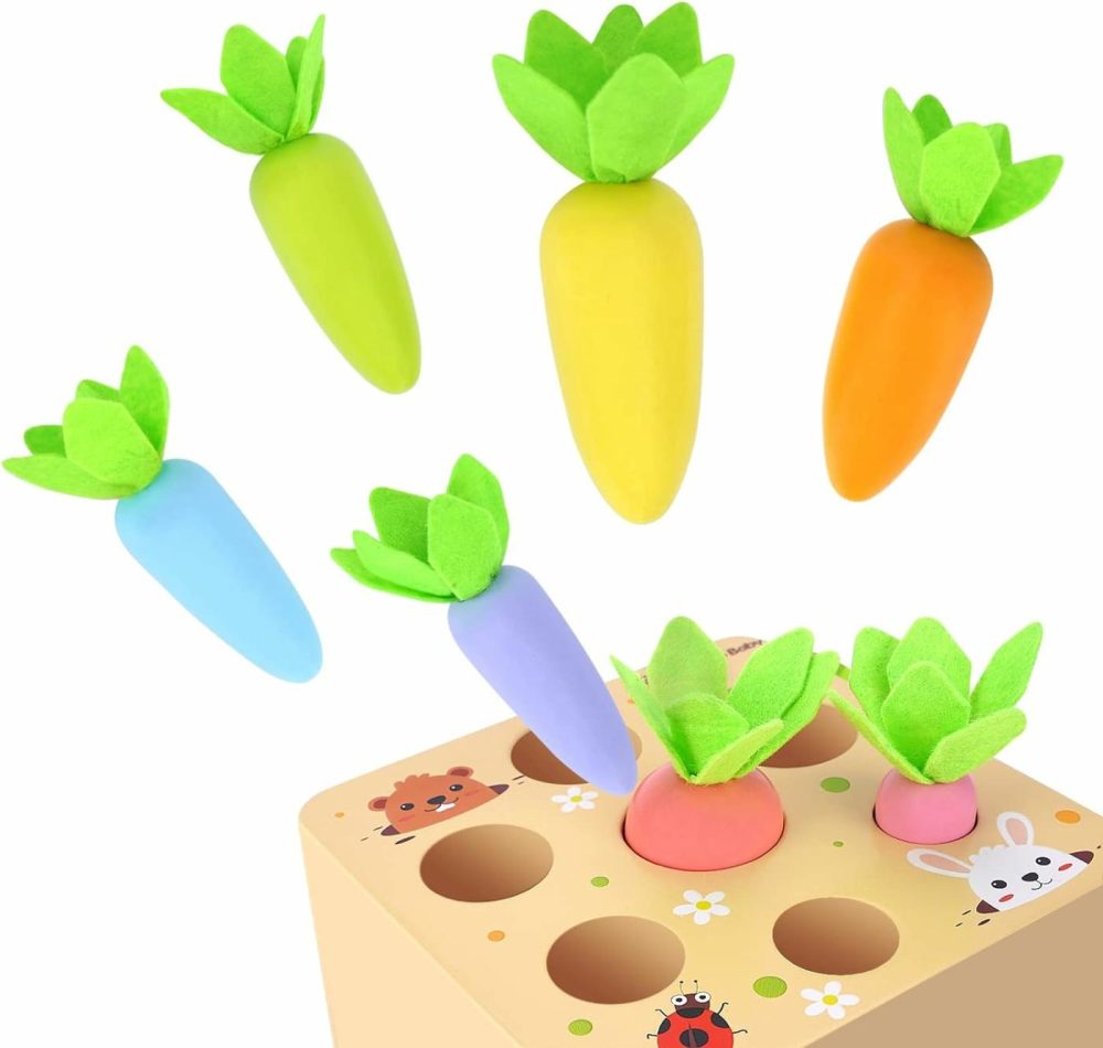 Montessori Toys For 1 2 3 Year Old Toddlers  Macron Carrot Harvest Game Wooden Toys For Baby Boys And Girls  Educational Learning Shape Sorting Matching Gifts For Babies 1-3  |  Sorting & Stacking Toys All Toys Sorting & Stacking Toys