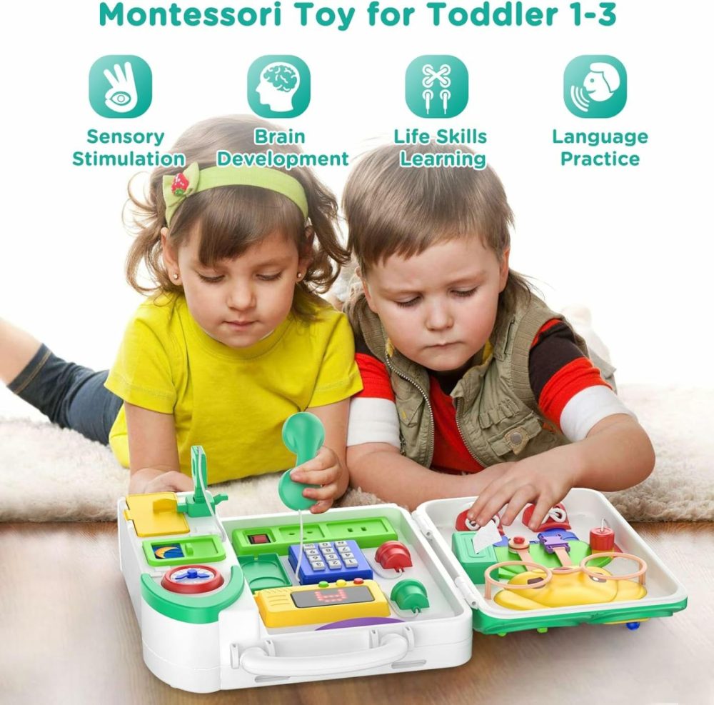 Montessori Toys For 1-2 Year Old Boy Girl  Bilingual Busy Board For Toddlers 1-3  Educational Toddlers Toys For Ages 0-2  Birthday Gifts For 1+ Year Old  Developmental Baby Toy 12-18 Month  |  Sorting & Stacking Toys All Toys Sorting & Stacking Toys