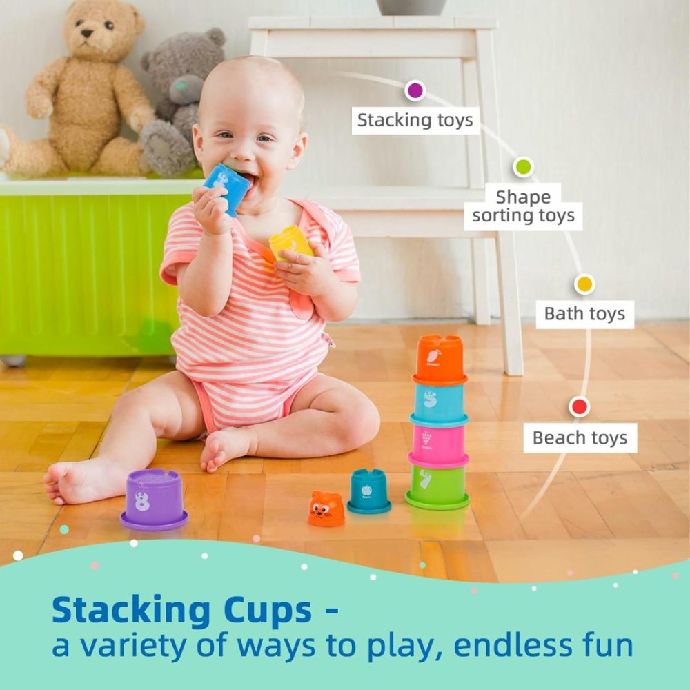 Montessori Toys For 1 Year Old  8 In 1 Learning Educational Set Wooden Toys (Includes Stacking Cups  3 In 1 Educational Box  Pound Bench  Shape Puzzle And More)…  |  Sorting & Stacking Toys All Toys Sorting & Stacking Toys