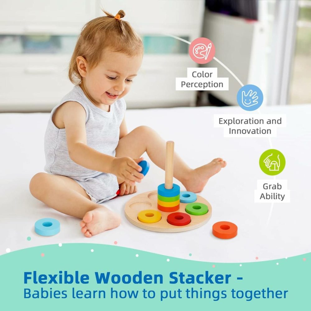 Montessori Toys For 1 Year Old  8 In 1 Learning Educational Set Wooden Toys (Includes Stacking Cups  3 In 1 Educational Box  Pound Bench  Shape Puzzle And More)…  |  Sorting & Stacking Toys All Toys Sorting & Stacking Toys