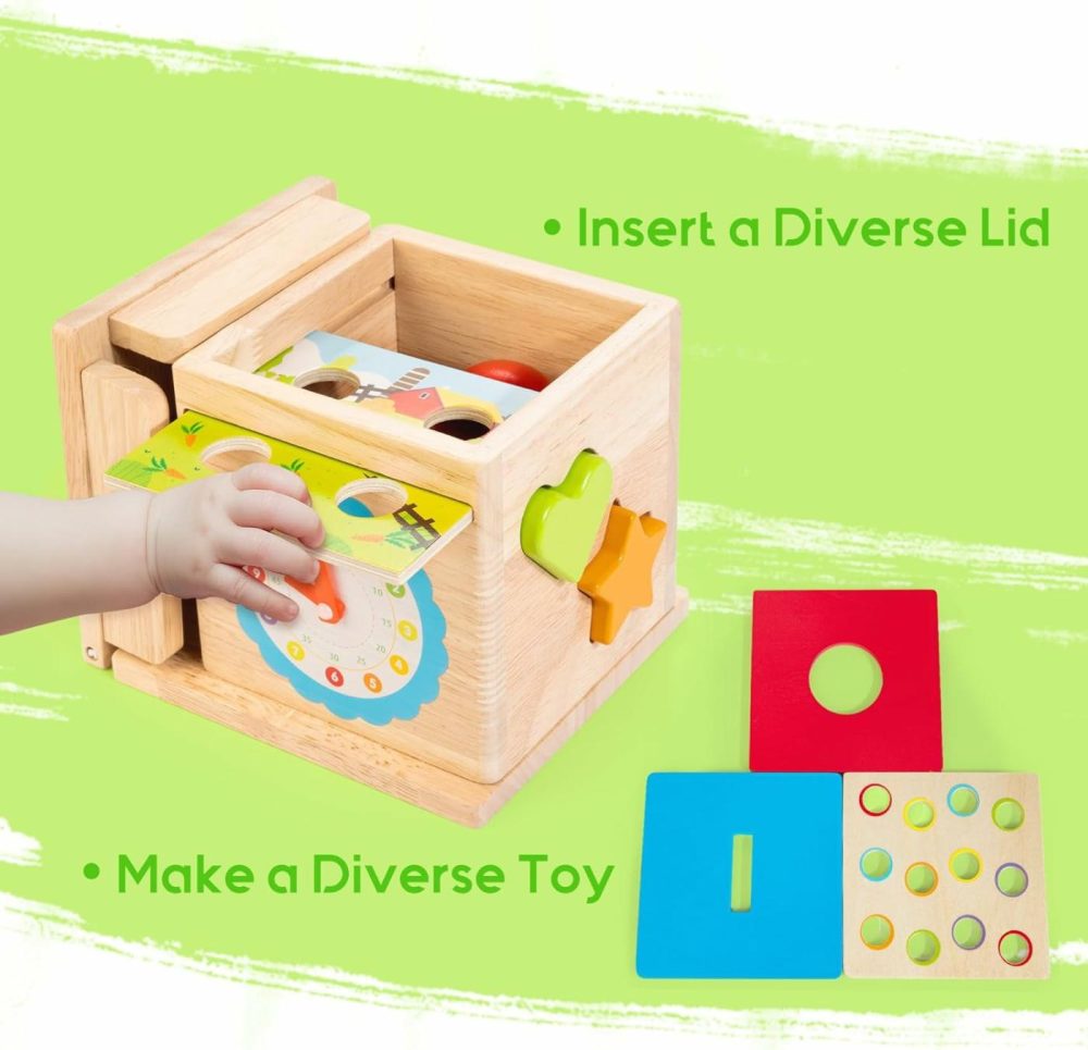 Montessori Toys For 1+ Year Old  8-In-1 Wooden Play Kit Includes Object Permanent Box  Learning Activity Cube  Sorting & Stacking Toy  Carrot Harvest Game  Gift For Boys Girls Age 12+ Months  |  Sorting & Stacking Toys All Toys Sorting & Stacking Toys