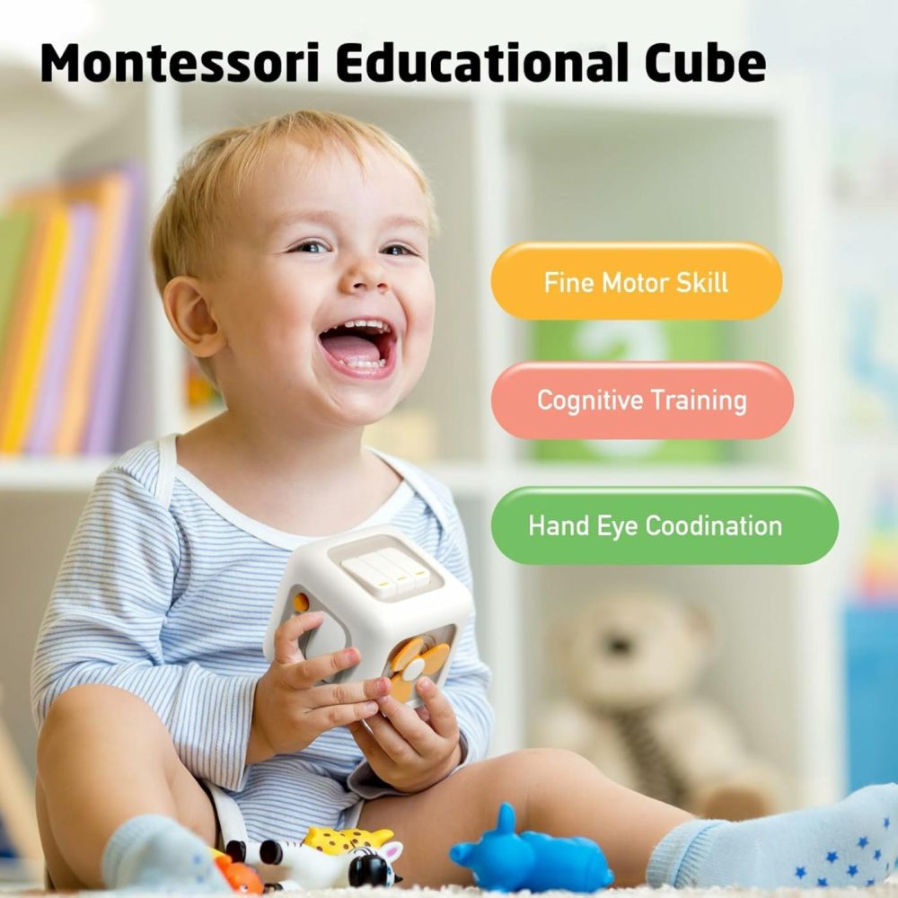 Montessori Toys For 1 Year Old  Busy Cube Toys For Travel  Fine Motor Skills Development  Busy Board & Sensory Activity Cube For Kids 1-3  Gifts For 12-18 Months Baby  |  Activity Cubes Activity Cubes Activity Cubes