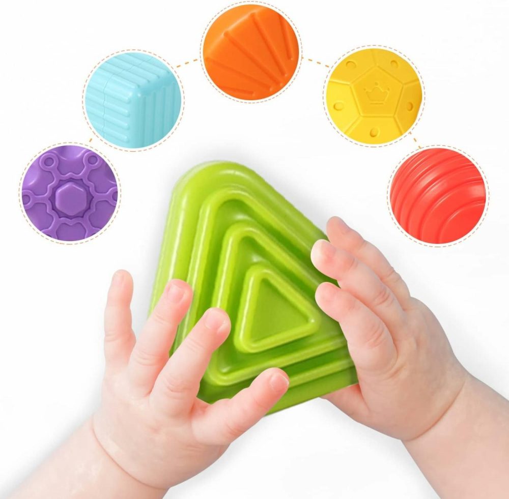 Montessori Toys For 1 Year Old  Cube Bin & 6 Sensory Shape Blocks  Baby Toys 12-18 Months  Developmental Infant Birthday Gifts For Learning Toddler Age 1 2 3  |  Sorting & Stacking Toys All Toys Sorting & Stacking Toys