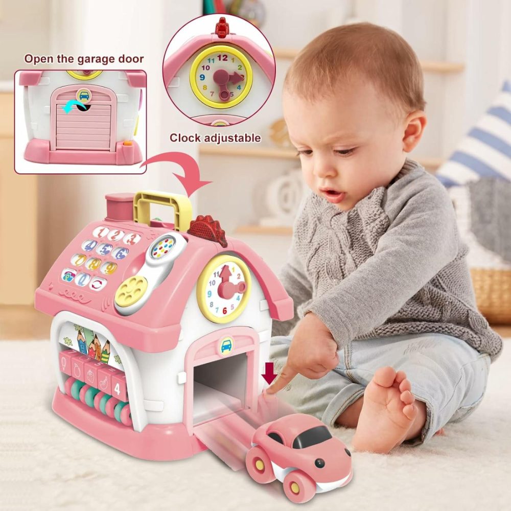 Montessori Toys For 1+ Year Old Girl – Toddler Toys Age 1-2  8-In-1 Toys With Sound/Lights/Music/Clock/Telephone/Car,Smart Learning Home  |  Musical Toys All Toys Pink