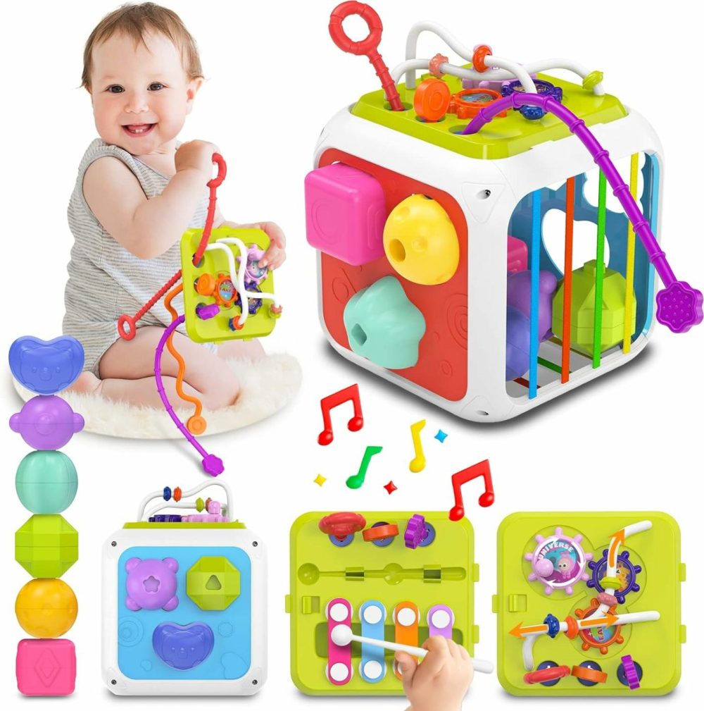 Montessori Toys For 1 Year Old Girls Boys  Baby Sorter Toys Learning Activity Cube  1 Year Old Girl Boy Birthday Gifts  Baby Toys 6-12-18 Months  7-In-1 Developmental Learning Toys  |  Activity Cubes Activity Cubes Activity Cubes