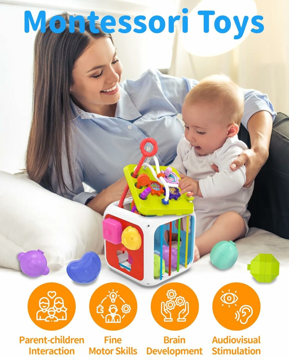 Montessori Toys For 1 Year Old Girls Boys  Baby Sorter Toys Learning Activity Cube  1 Year Old Girl Boy Birthday Gifts  Baby Toys 6-12-18 Months  7-In-1 Developmental Learning Toys  |  Activity Cubes Activity Cubes Activity Cubes