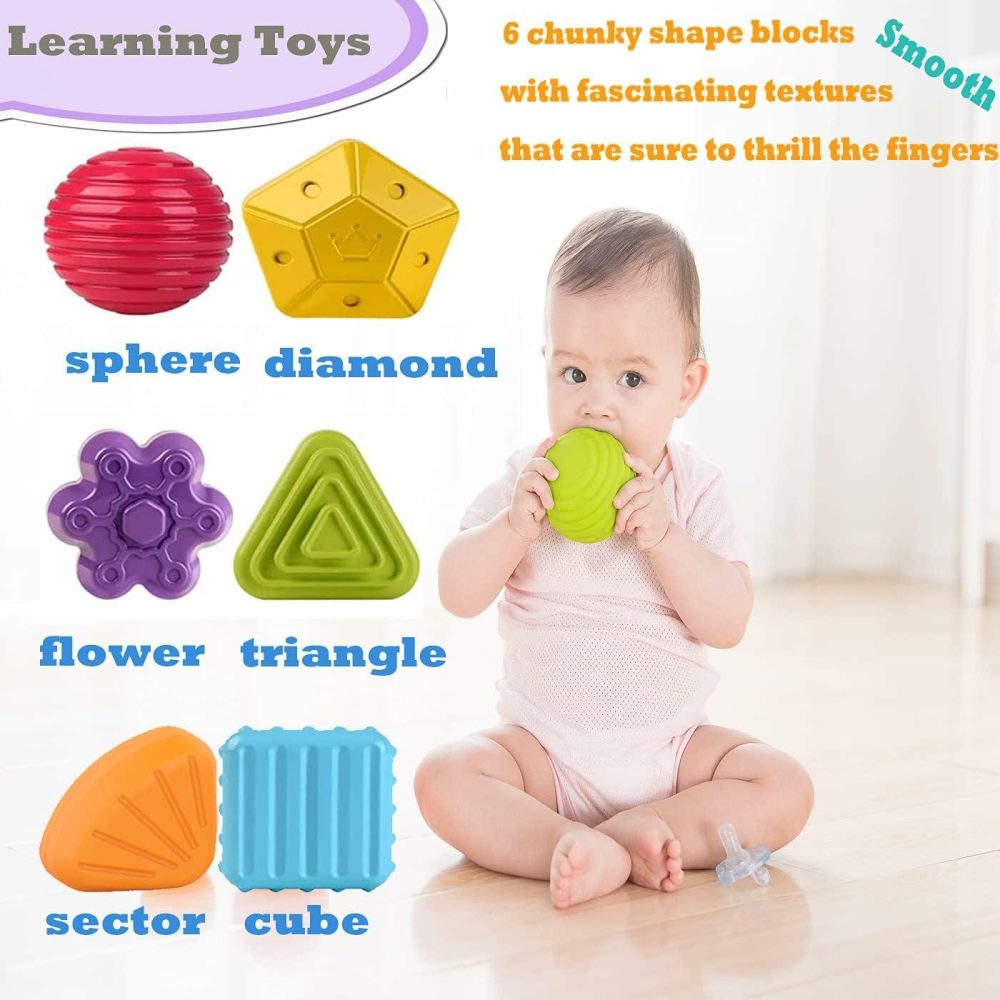 Montessori Toys For 1 Year Old  Toy 6 Pc Multi Sensory Shape  Toddler Developmental Learning Toys Birthday Gifts  Baby Toys 12 Month  |  Activity Cubes All Toys Activity Cubes