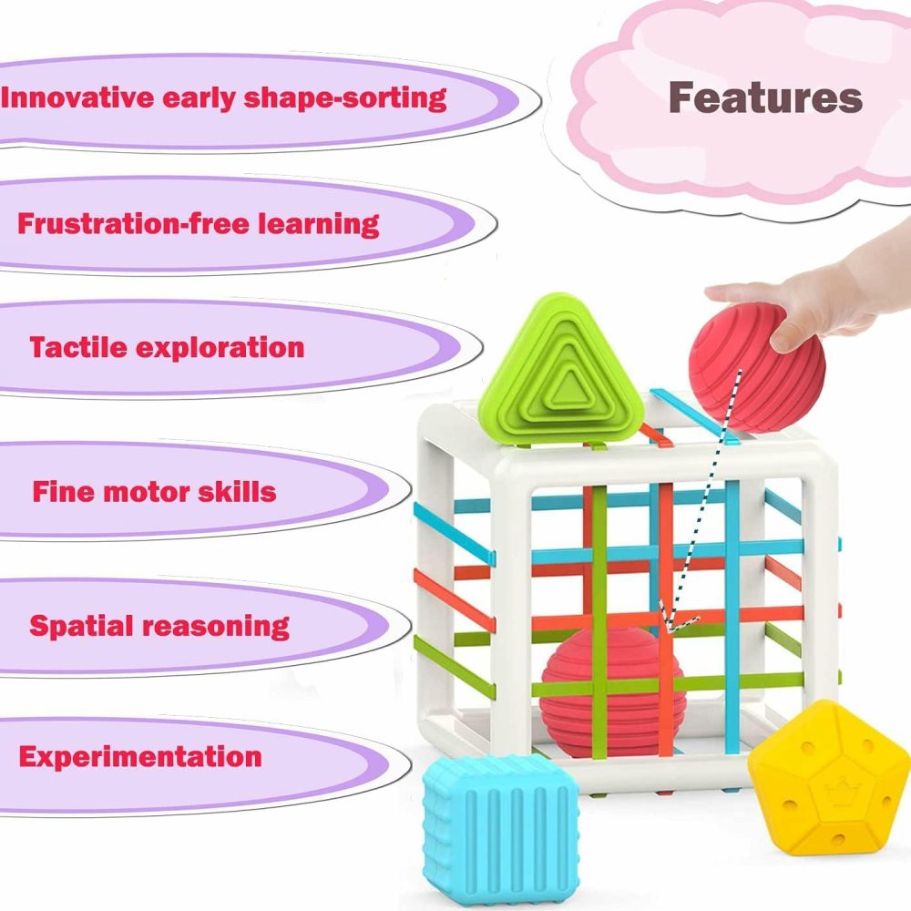 Montessori Toys For 1 Year Old  Toy 6 Pc Multi Sensory Shape  Toddler Developmental Learning Toys Birthday Gifts  Baby Toys 12 Month  |  Activity Cubes All Toys Activity Cubes