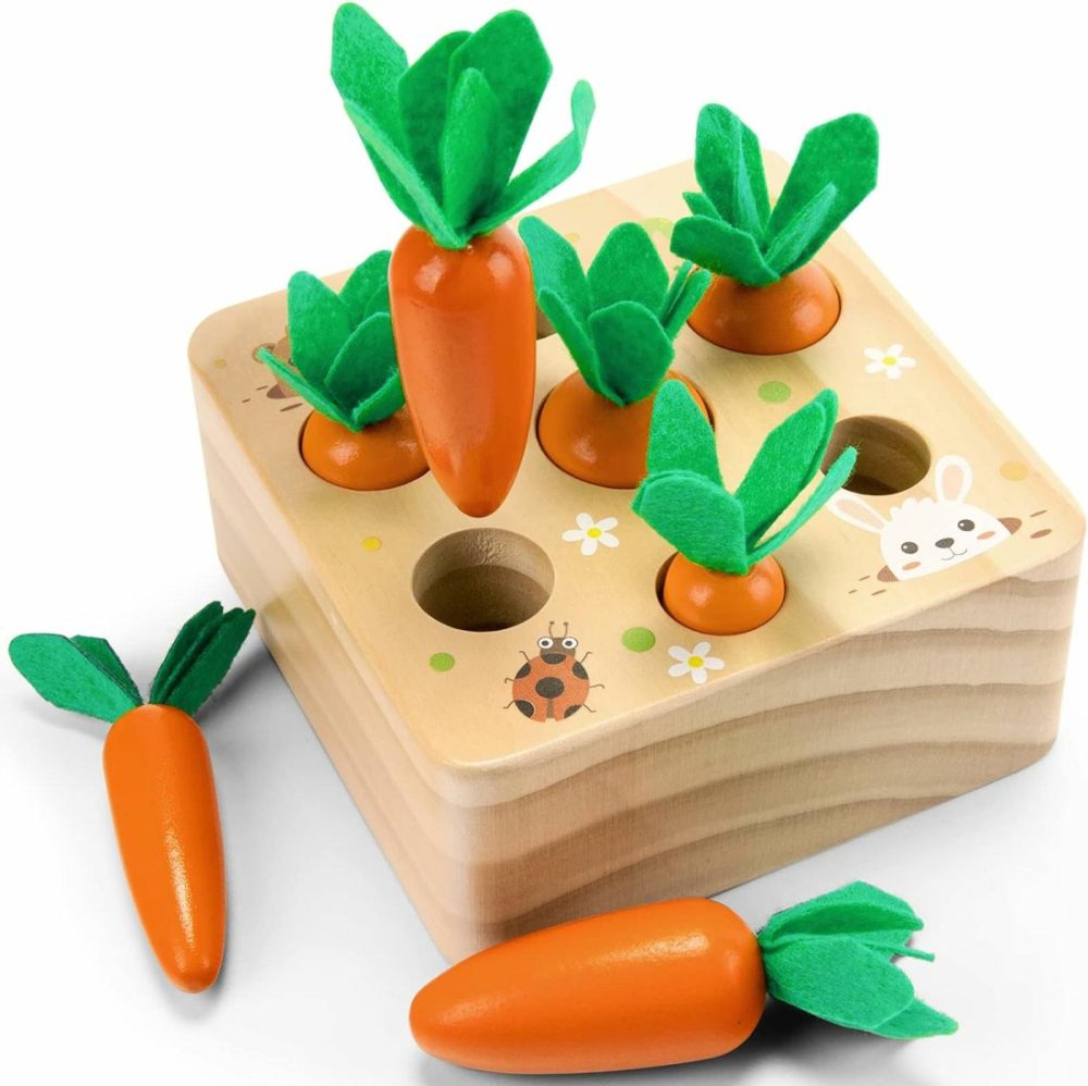 Montessori Toys For 1 Year Old  Wooden Toys Developmental Shape Sorting & Matching Puzzle Carrots Harvest Game  Birthday Gifts For Toddlers Babies Boys And Girls 6-12 Months Christmas  |  Sorting & Stacking Toys All Toys Carrot Color