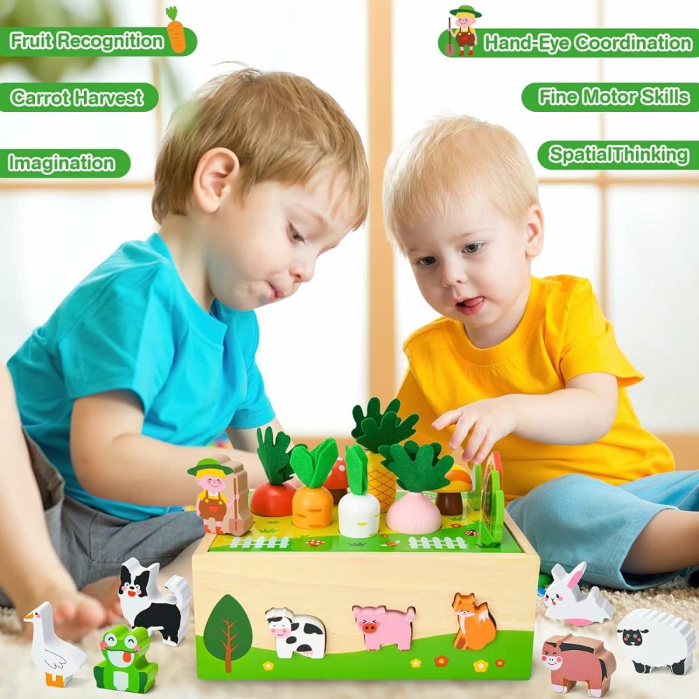 Montessori Toys For 1,2,3 Year Old Baby Boys And Girl  Farm Wooden Toys And Shape Sorting Toys Birthday Girl Gifts For Kids 1-3  Toddler Fine Motor Skills Game Wooden Toy  |  Sorting & Stacking Toys All Toys Sorting & Stacking Toys