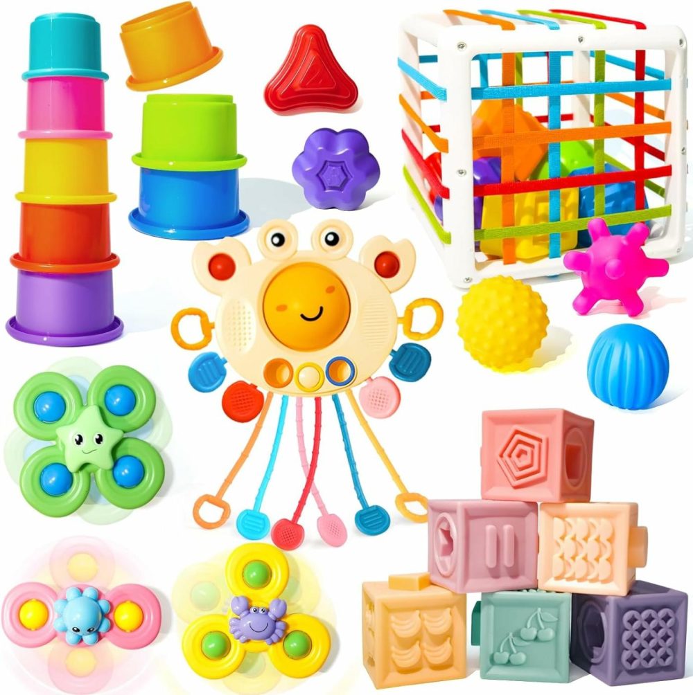 Montessori Toys For Babies 0-3-6-12 Months  6 In 1 Baby Toys 4 5 6 7 8 9 Month Old  Baby Blocks Stacking Toys  Infant Baby Sensory Development Learning Toys Gifts For 1 2 3 Year Old Boys Girls  |  Sorting & Stacking Toys All Toys Sorting & Stacking Toys