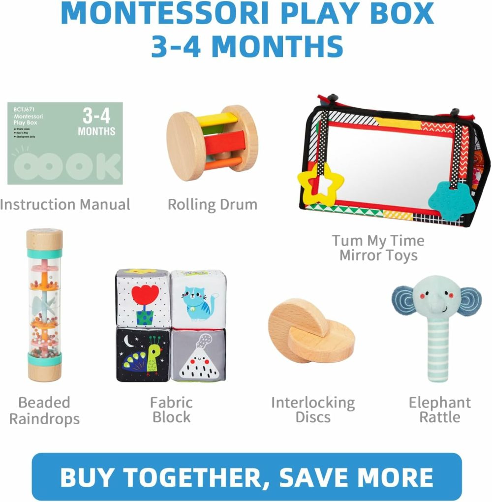 Montessori Toys For Babies 0-6 Months  7 In 1 Learning Educational Set Newborn Toys (Includes Tummy Time Toys,Beaded Raindrops,Fabric Blocks,Rolling Drum,Interocking Discs)  |  Sorting & Stacking Toys All Toys Sorting & Stacking Toys