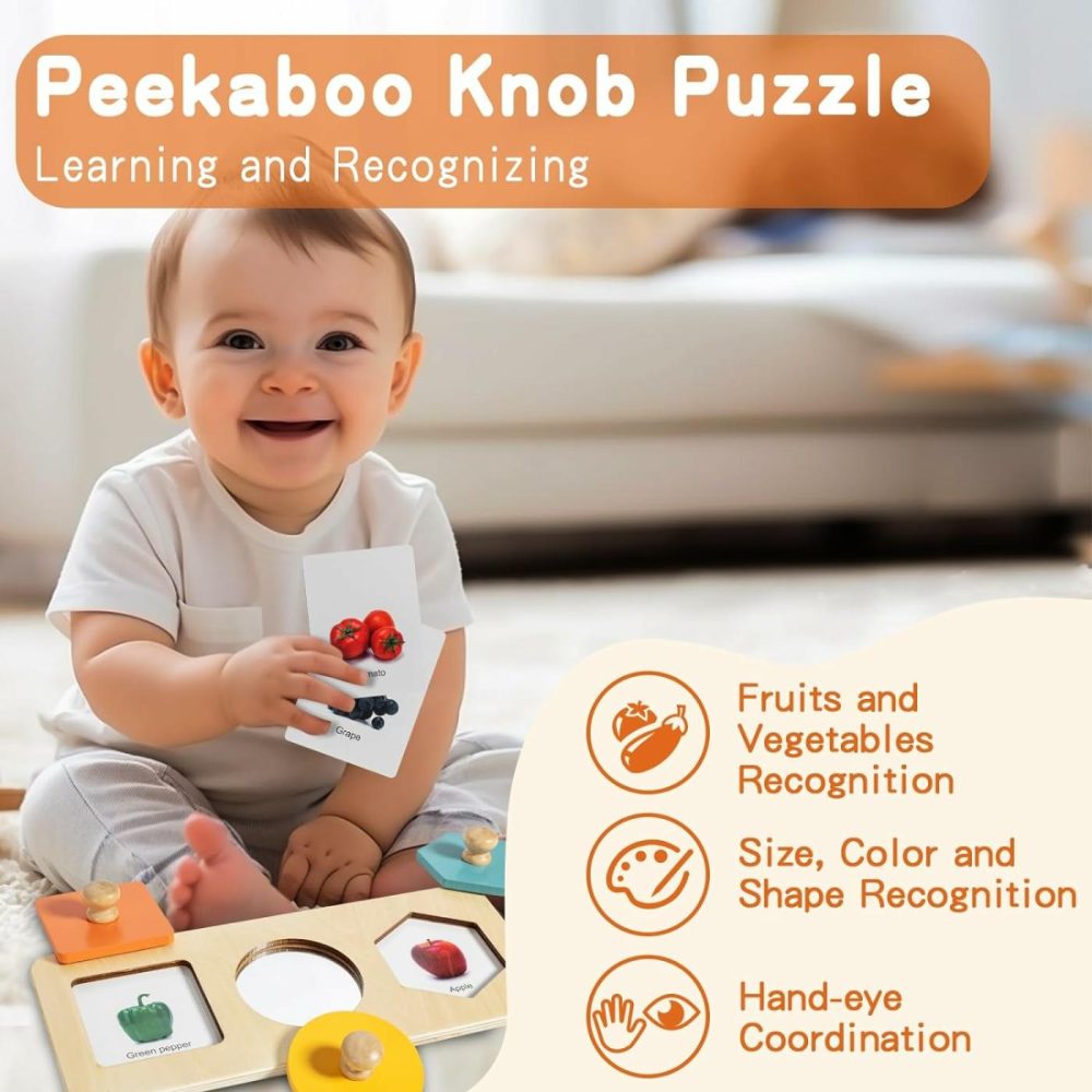 Montessori Toys For Babies 6-12 Months – 3 In 1 Baby Toys Play Kit – Medium Spinning Drum – Baby Tissue Box Toy – Peekaboo Knob Puzzle With Cards – Learning Educational Toy For Boys And Girls  |  Sorting & Stacking Toys All Toys Sorting & Stacking Toys