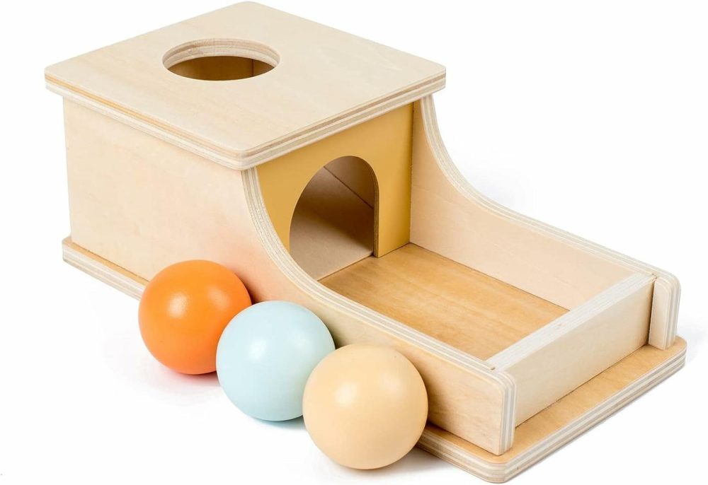 Montessori Toys For Babies 6-12 Months Object Permanence Box Wooden Ball Drop Toy Play For 6 Month 1 2 3 Year Old Toddlers Infant Early Age Toy  |  Sorting & Stacking Toys All Toys Orange/Yellow/Light Blue