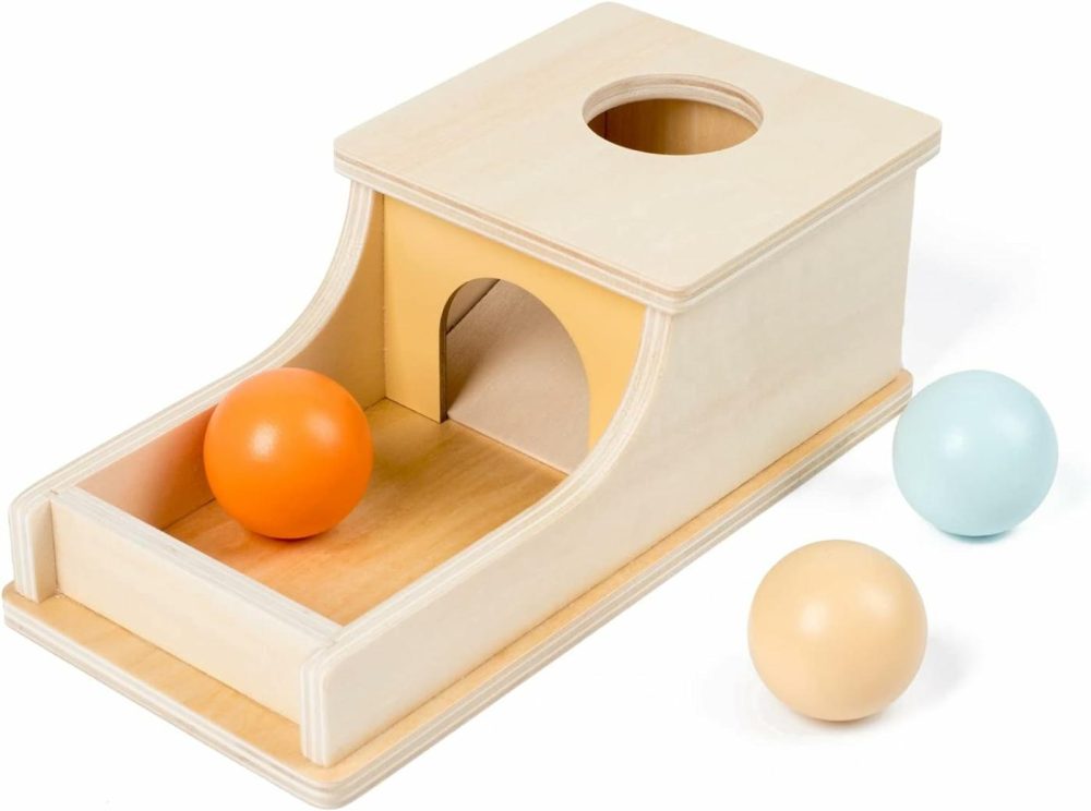 Montessori Toys For Babies 6-12 Months Object Permanence Box Wooden Ball Drop Toy Play For 6 Month 1 2 3 Year Old Toddlers Infant Early Age Toy  |  Sorting & Stacking Toys All Toys Orange/Yellow/Light Blue