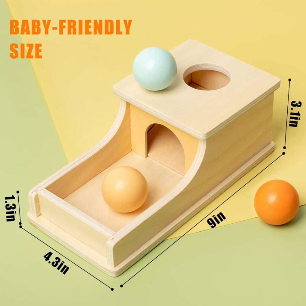 Montessori Toys For Babies 6-12 Months Object Permanence Box Wooden Ball Drop Toy Play For 6 Month 1 2 3 Year Old Toddlers Infant Early Age Toy  |  Sorting & Stacking Toys All Toys Orange/Yellow/Light Blue